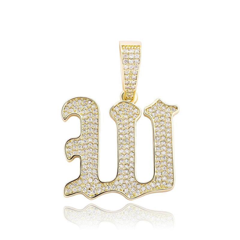 CUSTOM OLD ENGLISH LETTER PENDANT 14K - ICECI