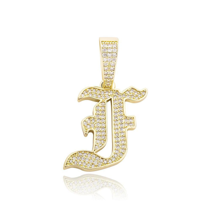 CUSTOM OLD ENGLISH LETTER PENDANT 14K - ICECI