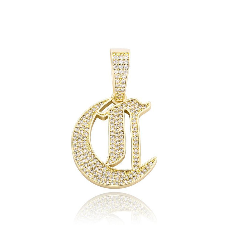 CUSTOM OLD ENGLISH LETTER PENDANT 14K - ICECI