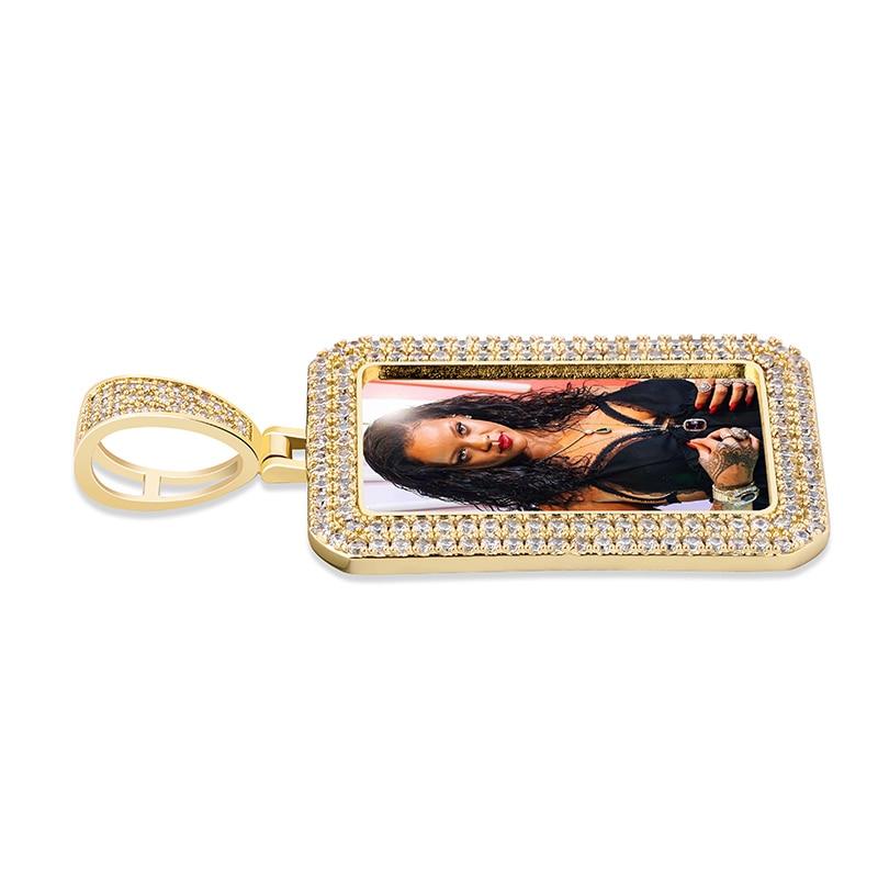 Custom Rectangle Photo Medallion Pendant 14K - ICECI