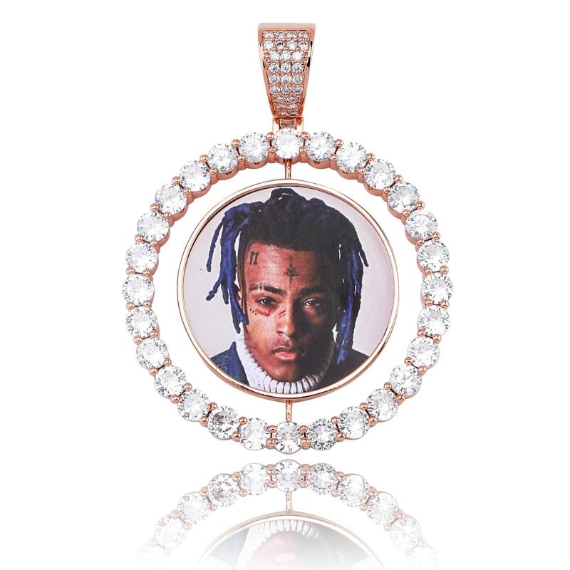 CUSTOM ROTATING TWO-FACED PHOTO MEDALLION PENDANT 14K - ICECI