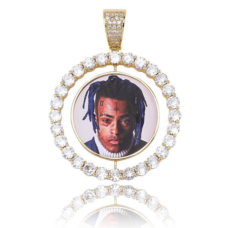 CUSTOM ROTATING TWO-FACED PHOTO MEDALLION PENDANT 14K - ICECI