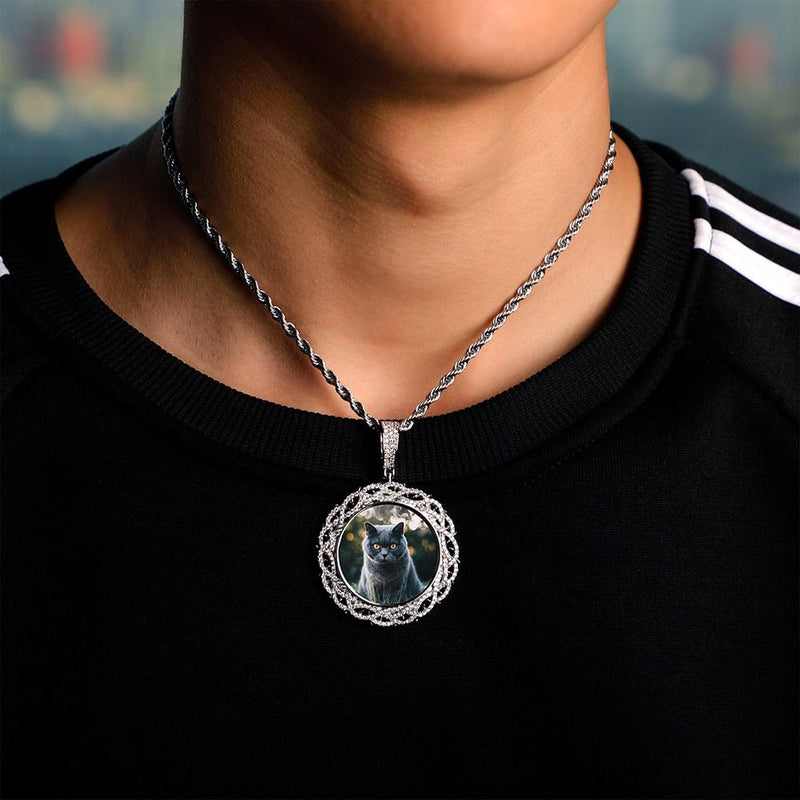 Custom Thorns Photo Medallion Pendant 14K - ICECI