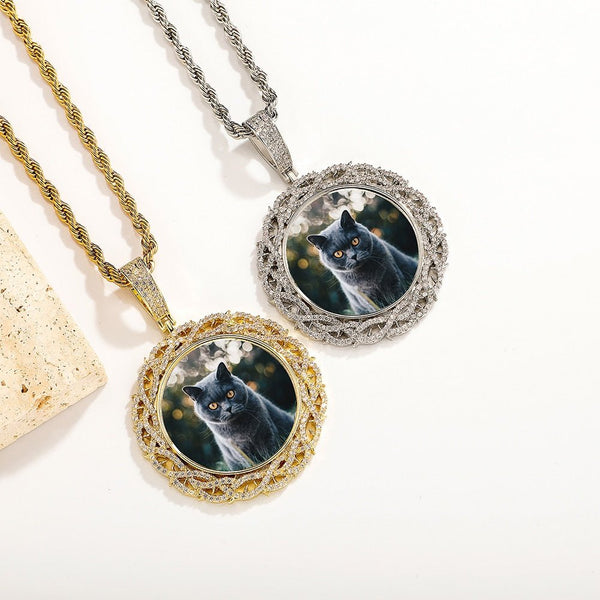 Custom Thorns Photo Medallion Pendant 14K - ICECI