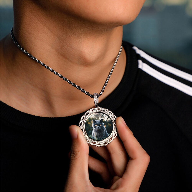 Custom Thorns Photo Medallion Pendant 14K - ICECI