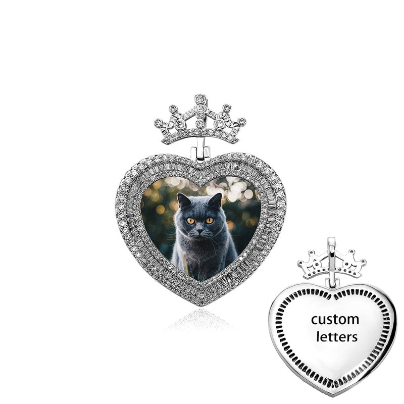 Custom Tiara Heart Photo Pendant 14K - ICECI