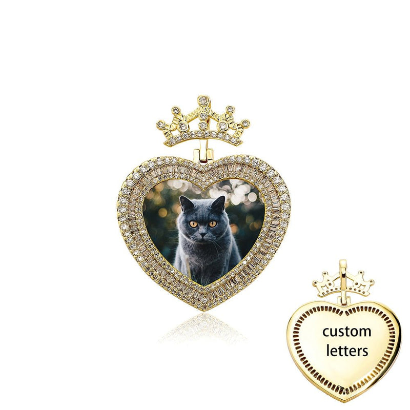 Custom Tiara Heart Photo Pendant 14K - ICECI