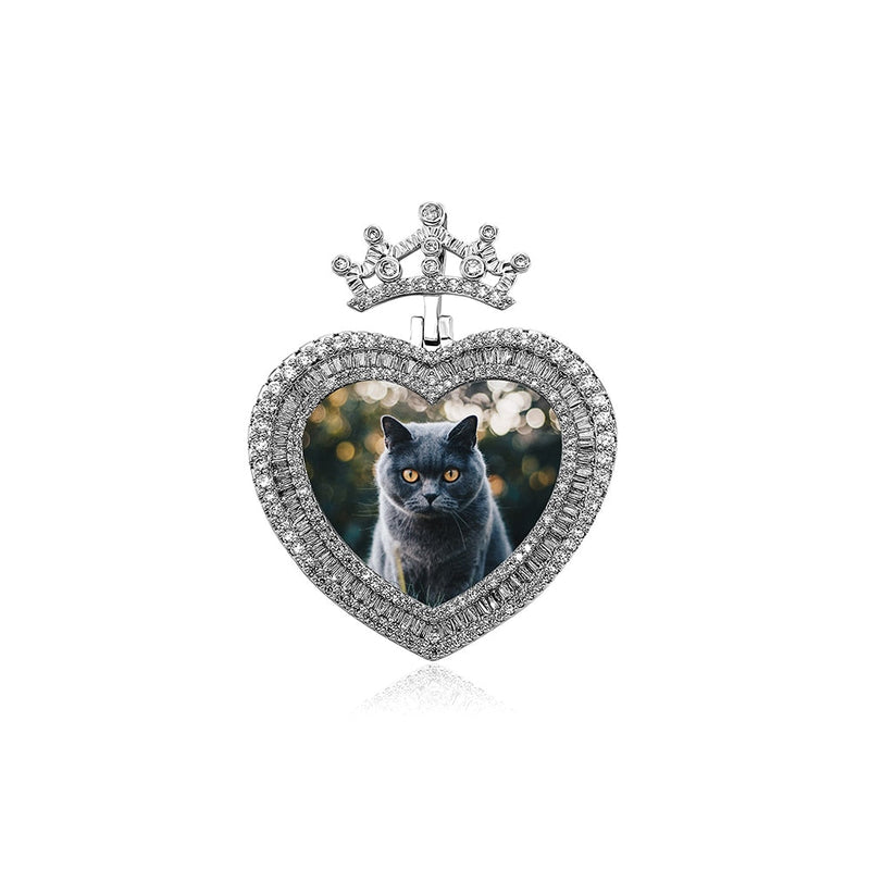 Custom Tiara Heart Photo Pendant 14K - ICECI