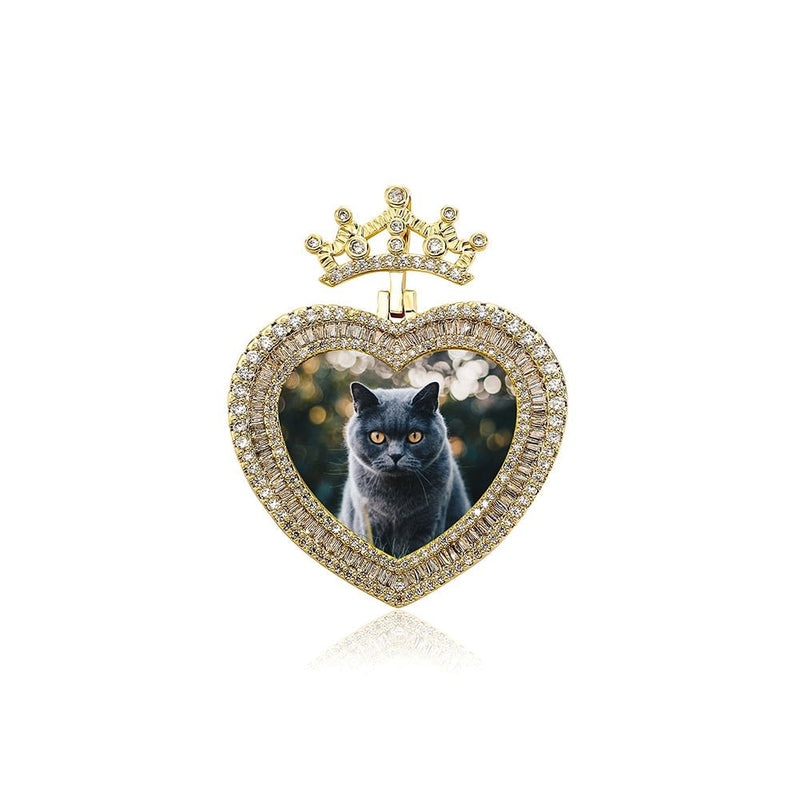 Custom Tiara Heart Photo Pendant 14K - ICECI