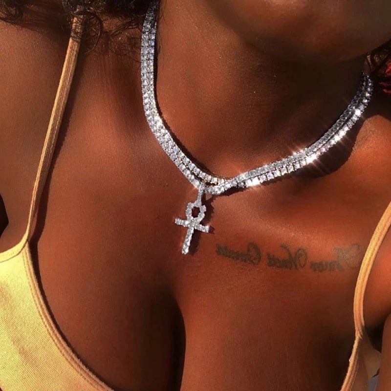 Diamond Ankh Cross Pendant 18K - ICECI