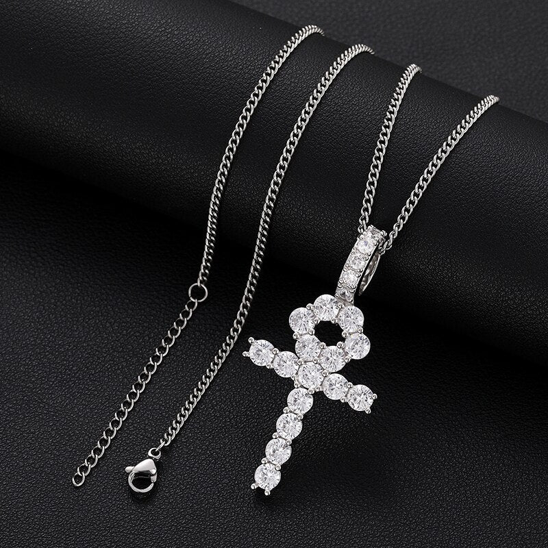 Diamond Ankh Pendant 18K x Moissanite - ICECI