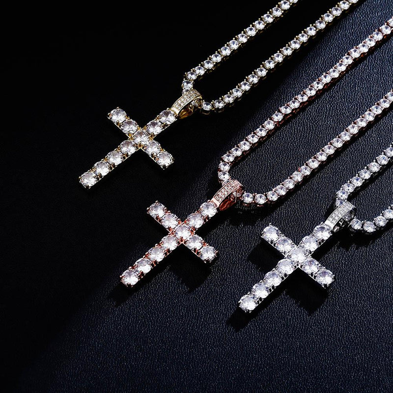 DIAMOND CROSS PENDANT 14K - ICECI