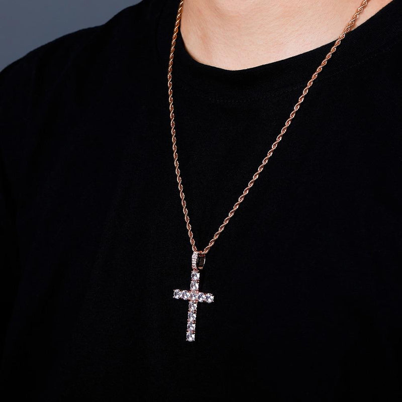 DIAMOND CROSS PENDANT 14K - ICECI