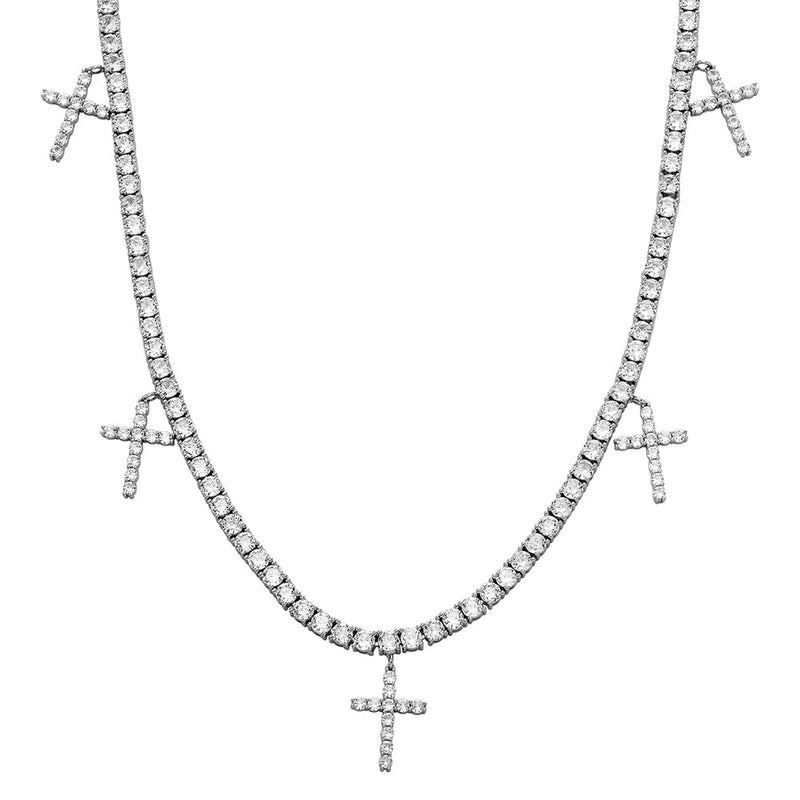 Diamond Cross Tennis Chain 14K - ICECI