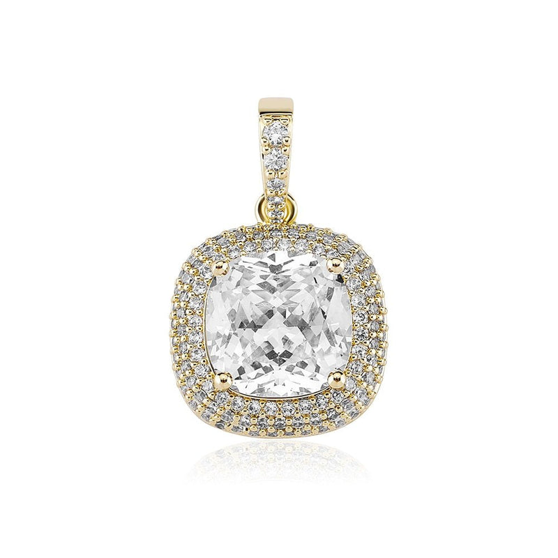 Diamond Halo Square Pendant 14K - ICECI