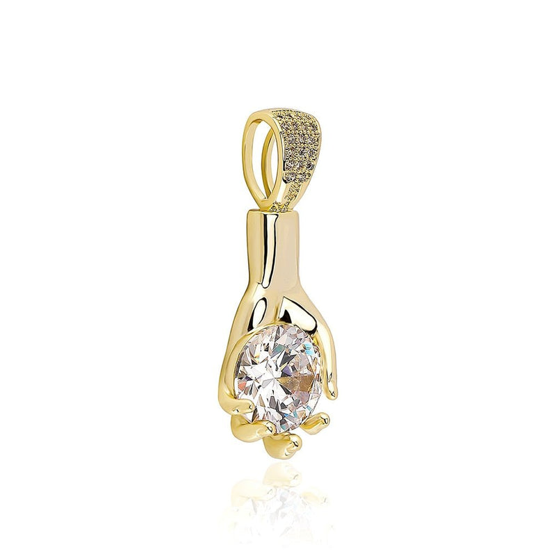 Diamond Hand Pendant 14K - ICECI