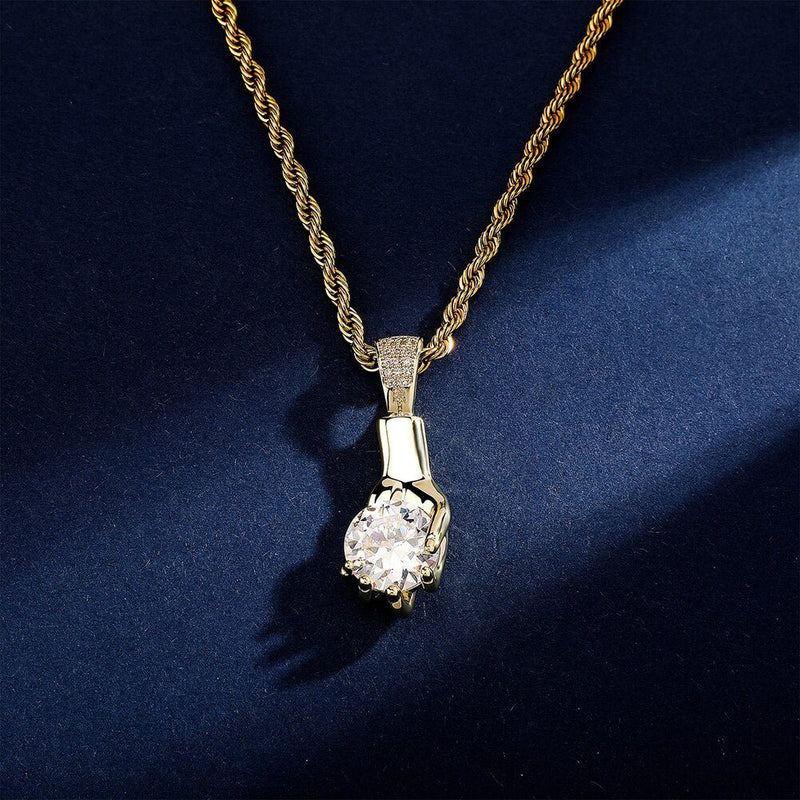 Diamond Hand Pendant 14K - ICECI