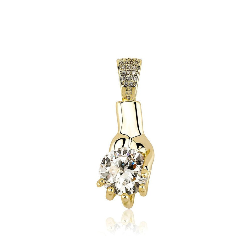 Diamond Hand Pendant 14K - ICECI