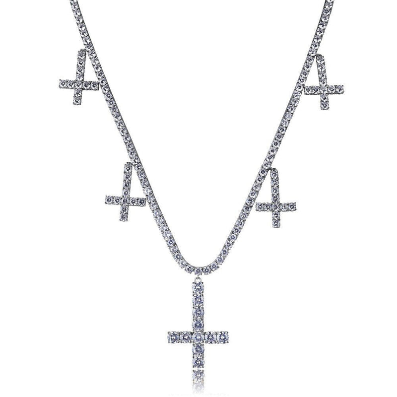 Diamond Upside Down Inverted Cross Sterling Silver Pendant Necklace Goth  Minimalist Retro Satanic Pagan Wiccan Occult Jewelry Silver Color - Etsy