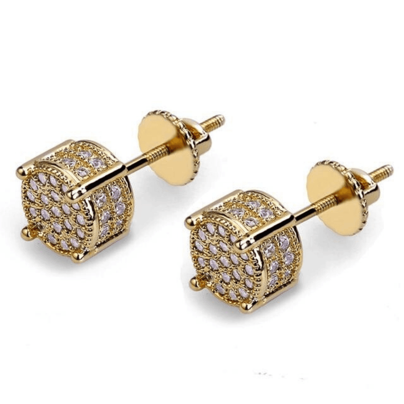 DIAMOND MICRO PAVE ROUND CUT STUD EARRINGS 18K - ICECI