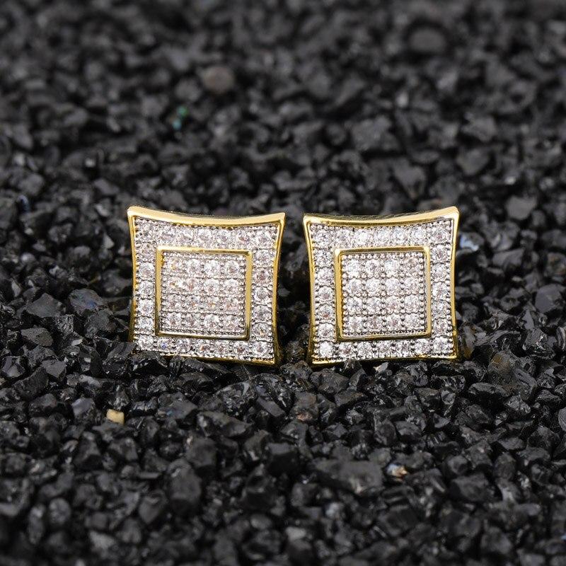 DIAMOND MICRO PAVE SQAURE STUD EARRINGS 14K X STERLING SILVER - ICECI