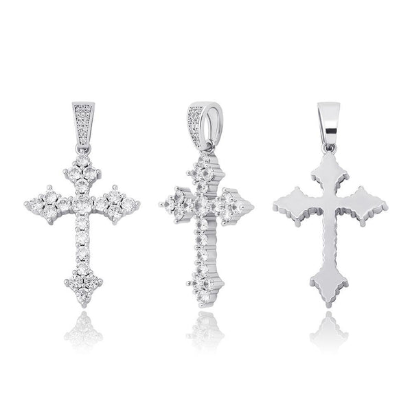 DIAMOND PATONCE CROSS PENDANT 14K - ICECI