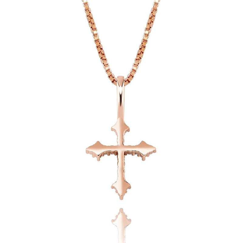 DIAMOND PATONCE CROSS PENDANT 14K X STERLING SILVER - ICECI