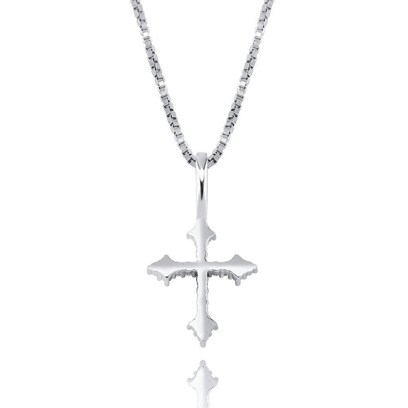 DIAMOND PATONCE CROSS PENDANT 14K X STERLING SILVER - ICECI