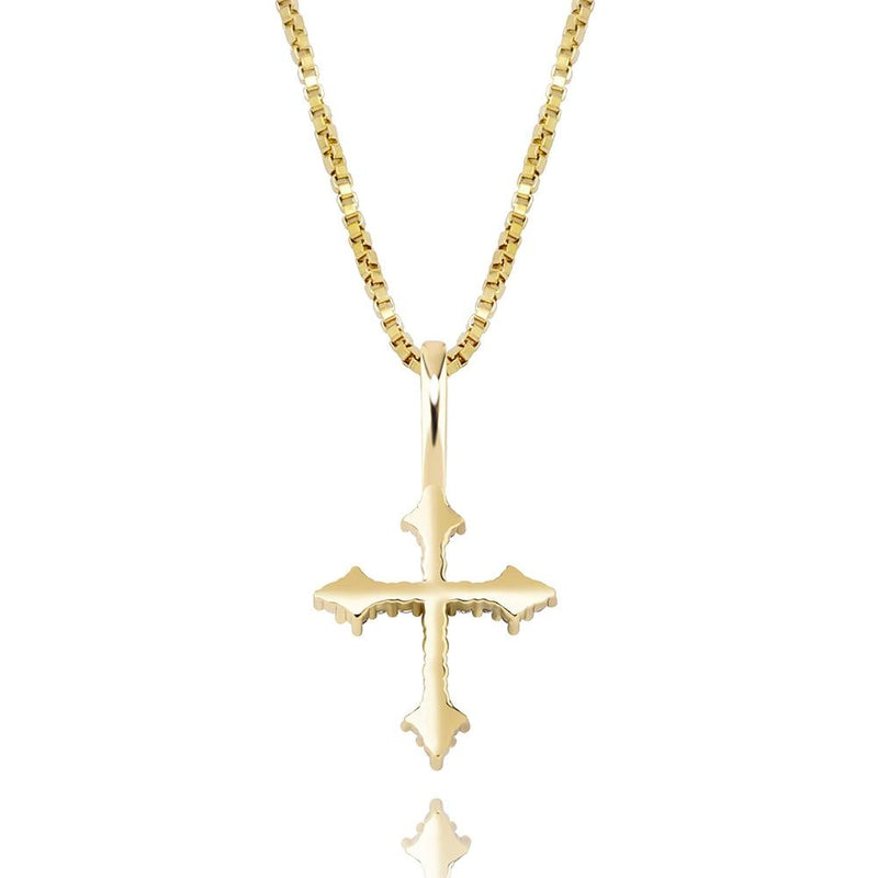 DIAMOND PATONCE CROSS PENDANT 14K X STERLING SILVER - ICECI