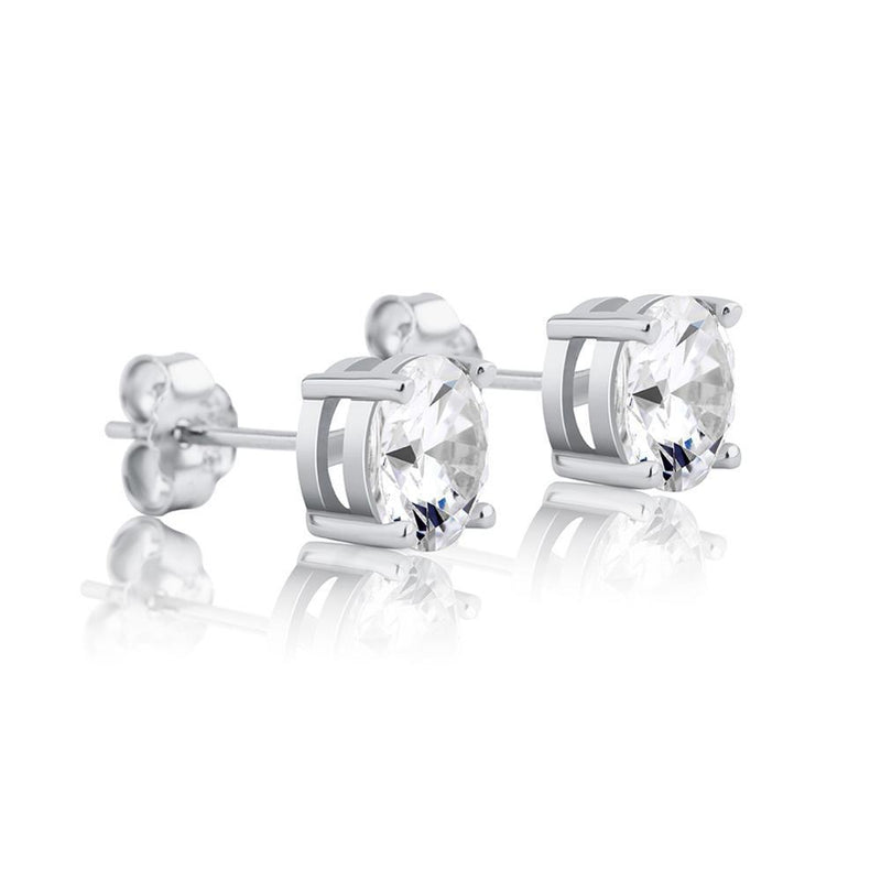 DIAMOND ROUND STUD EARRINGS 14K X STERLING SILVER - ICECI