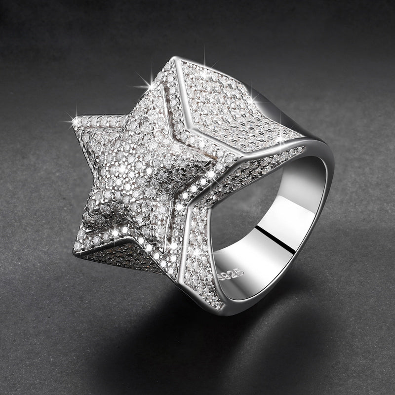 Diamond Star Ring 18K x Moissanite - ICECI