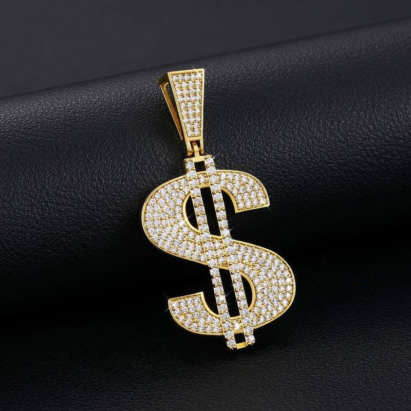 Dollar Sign Pendant 18K x Moissanite - ICECI