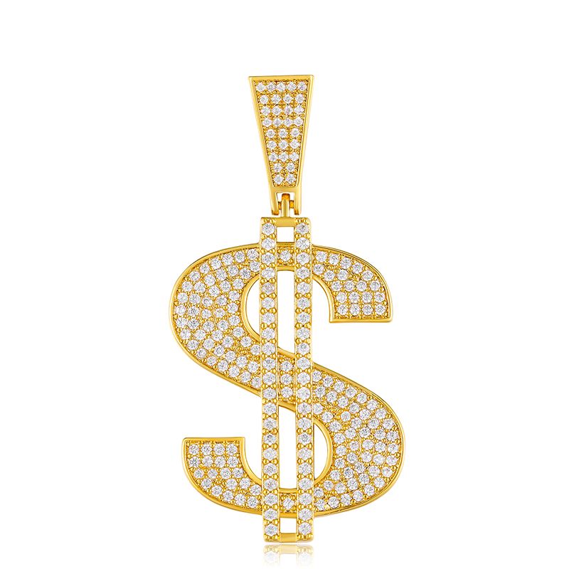 Dollar Sign Pendant 18K x Moissanite - ICECI