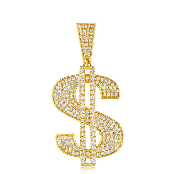 Dollar Sign Pendant 18K x Moissanite - ICECI