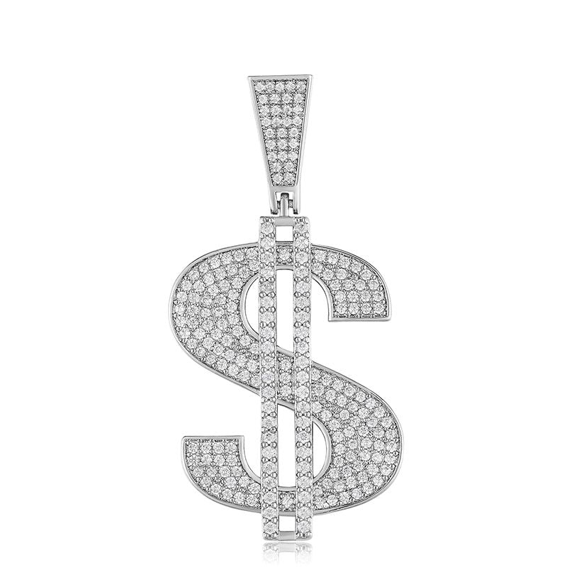 Dollar Sign Pendant 18K x Moissanite - ICECI