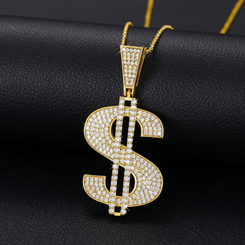 Dollar Sign Pendant 18K x Moissanite - ICECI