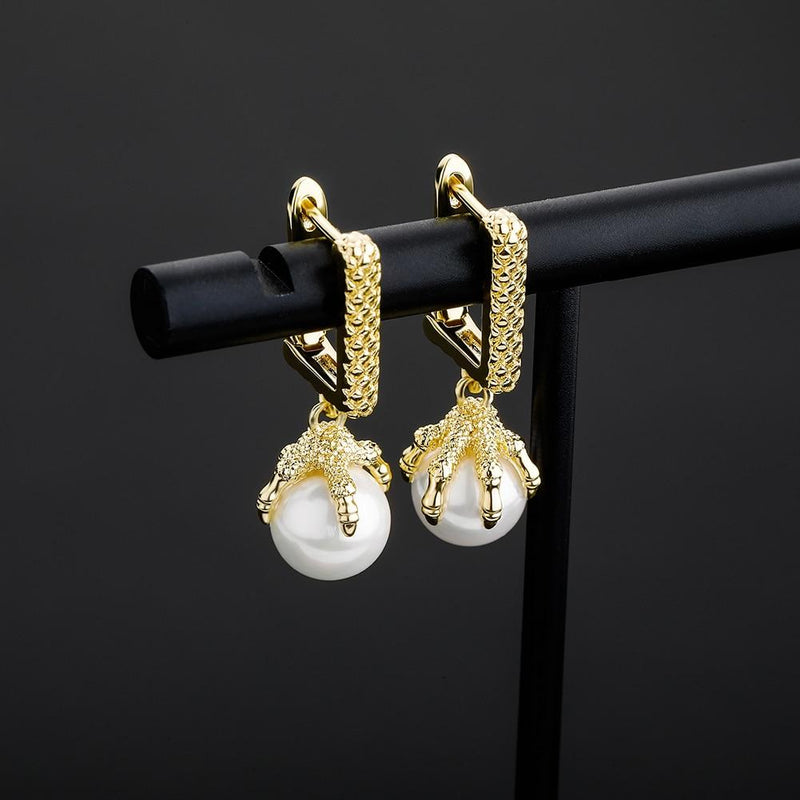 DRAGON CLAW PEARL EARRINGS 14K - ICECI