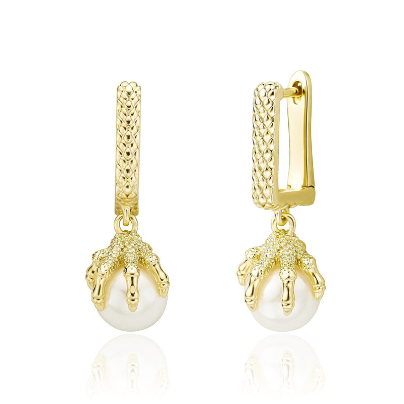 DRAGON CLAW PEARL EARRINGS 14K - ICECI