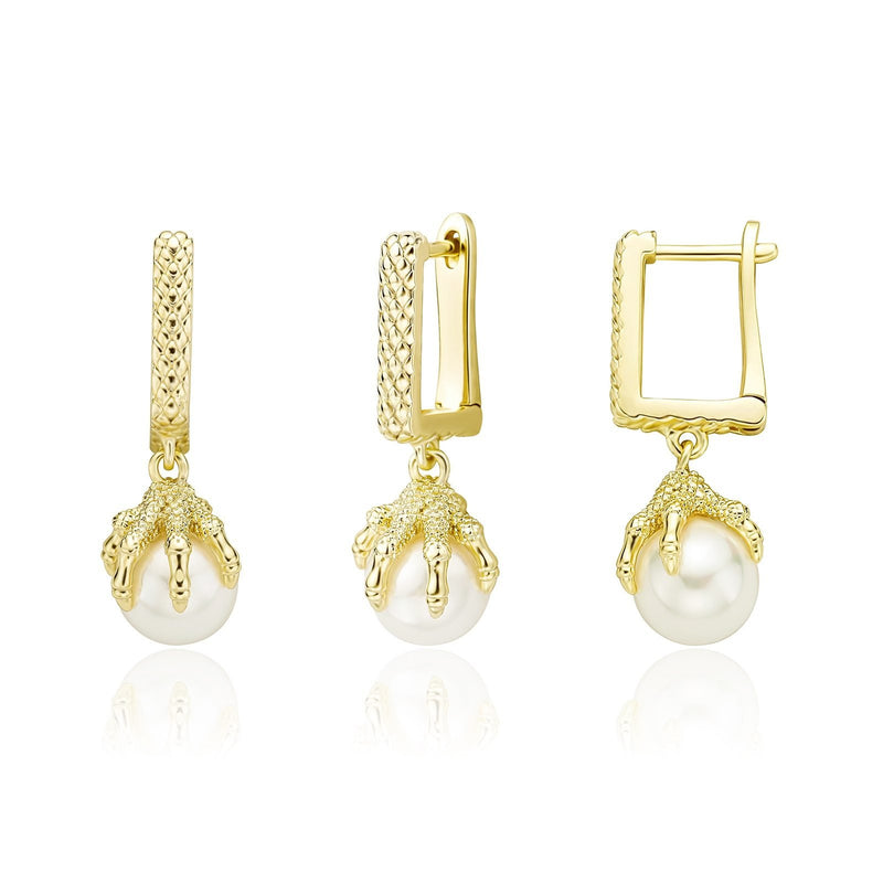 DRAGON CLAW PEARL EARRINGS 14K - ICECI