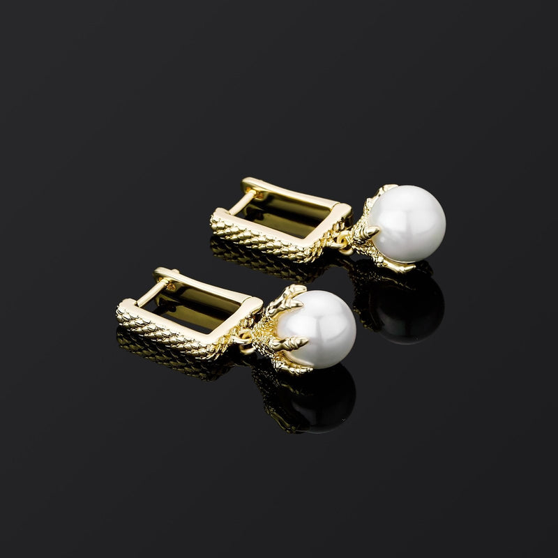 DRAGON CLAW PEARL EARRINGS 14K - ICECI