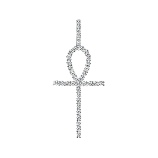 Elongated Ankh Cross Pendant 18K x Moissanite - ICECI