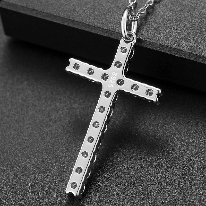 Elongated Cross Pendant 18K x Moissanite - ICECI