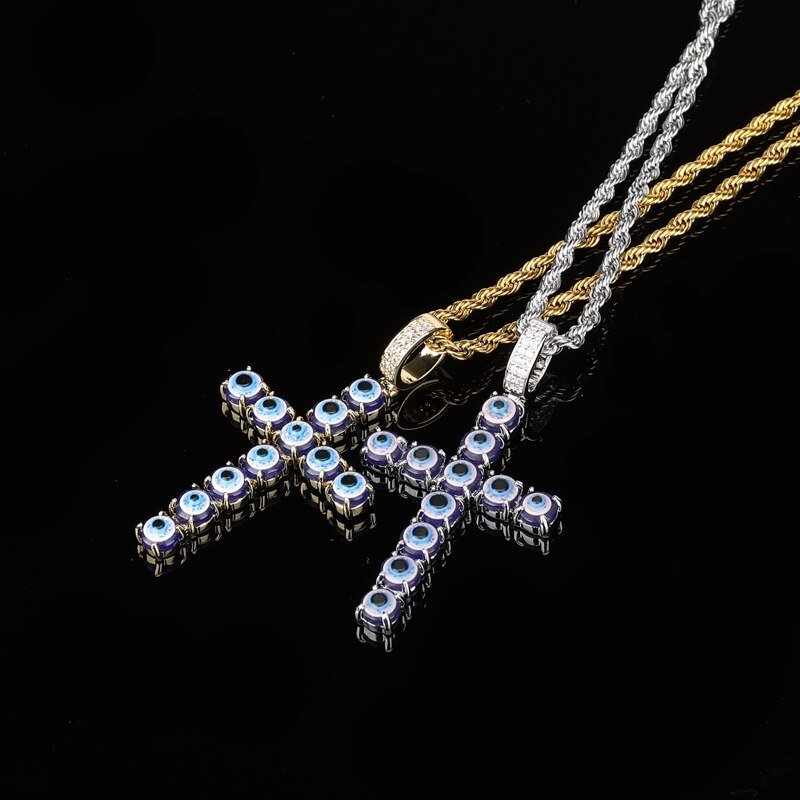 Evil Eye Cross Pendant 18K - ICECI