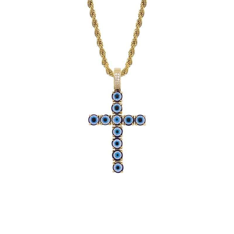 Evil Eye Cross Pendant 18K - ICECI