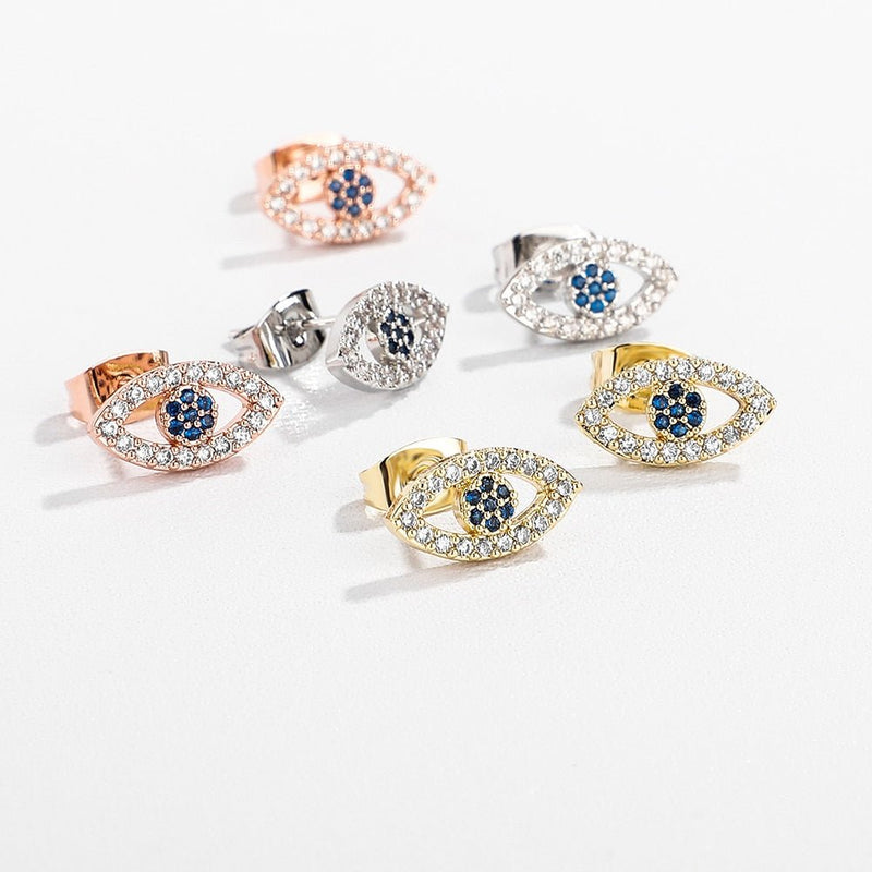Evil Eye Stud Earrings 14K - ICECI