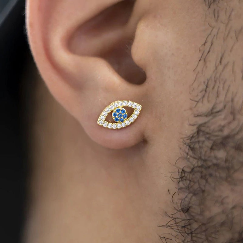 Evil Eye Stud Earrings 14K - ICECI