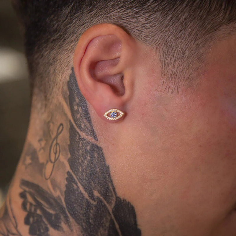 Evil Eye Stud Earrings 14K - ICECI