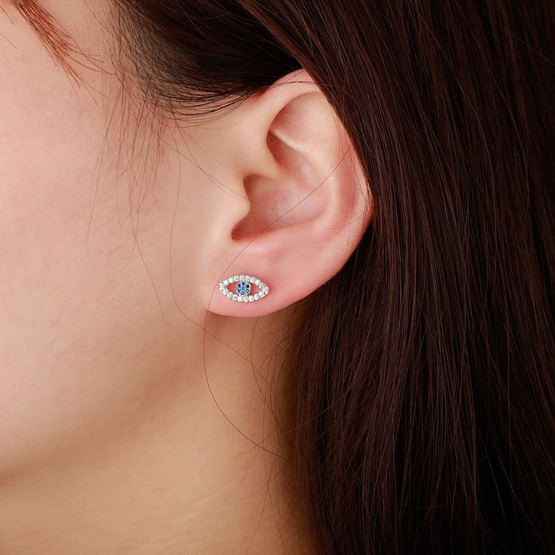 Evil Eye Stud Earrings 14K - ICECI