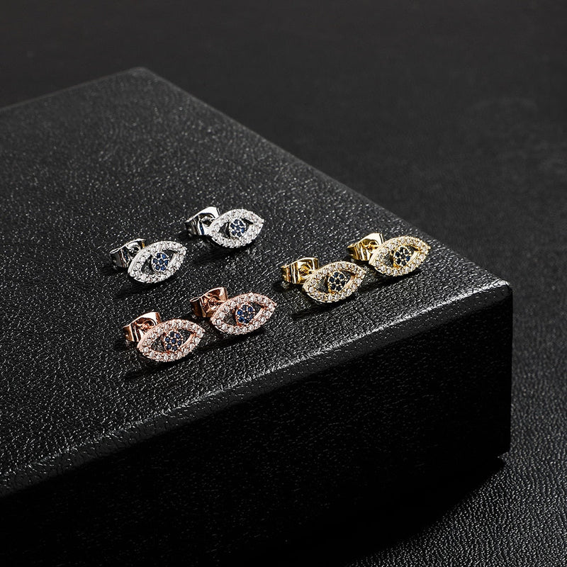 Evil Eye Stud Earrings 14K - ICECI