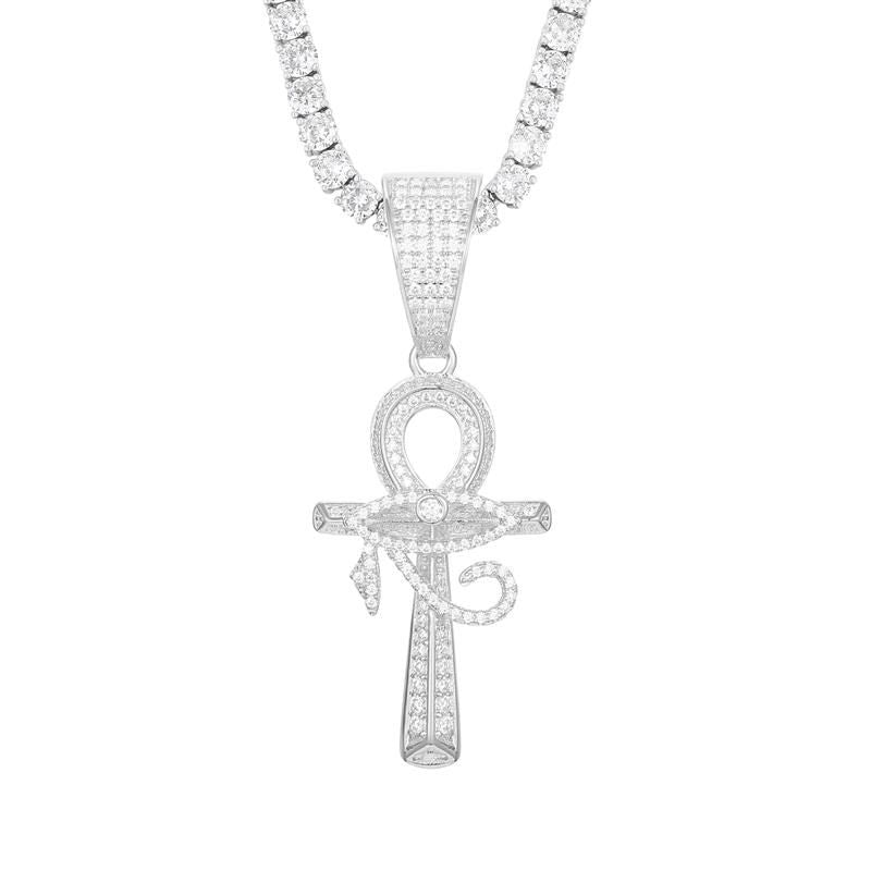 Eye of Horus Ankh Cross Pendant 18K x Moissanite - ICECI